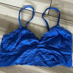 Blue lace bralette.